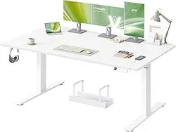VASAGLE Електричний стіл з регульованою висотою, 160 x 80 см, з портом USB-C, підставкою з живленням, нагадуванням про сидячий