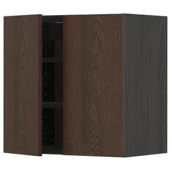 IKEA METOD(994.605.21) навісна шафа з полицями / 2 двер, чорний / Sinarp коричневий