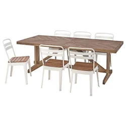 IKEA NORRMANSÖ / NORRMANSÖ (394.261.58) стіл + 6 стільців, вул, акація / бежева акація