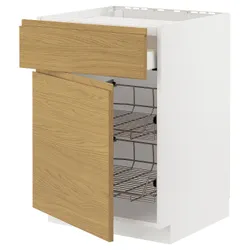 IKEA METOD / MAXIMERA(995.383.08) шафа n для плити/ящиків/2-дверна, білий/імітація Воксторпа дуб