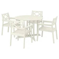 IKEA BONDHOLMEN(195.498.34) стіл + 4 стільці з підлокітниками, на відкритому повітрі, білий/бежевий