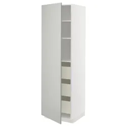 IKEA METOD / MAXIMERA(495.385.51) висока шафа з ящиками, білий/Хавсторп світло-сірий