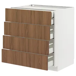 IKEA METOD / MAXIMERA(995.189.23) Шафа з 4 фасадами/2 низькими/3 середніми ящиками, білий/Тісторп імітація коричневого горіха