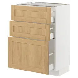 IKEA METOD / MAXIMERA(495.092.90) шафа для підлоги з 3 ящиками, білий/Дуб Форсбака
