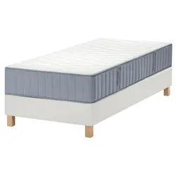 IKEA LYNGÖR(995.540.82) континентальне ліжко, Огстранда середньої твердості/світло-блакитний білий