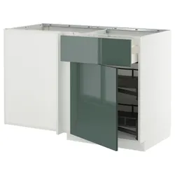 IKEA METOD / MAXIMERA(695.867.15) Кутовий шафа вул. від виходу SZE та WN, Білий/Калларп темно -сірий -зелений глянцевий