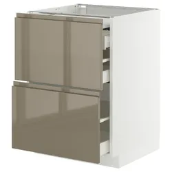 IKEA METOD / MAXIMERA(895.765.98) ST шафа зі висувним верхом/3 -е, білий/Voxtorp Gloss Dark -brown