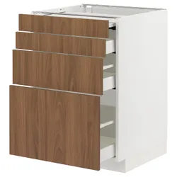 IKEA METOD / MAXIMERA(095.197.38) шафа з висувною стільницею/3 ящики, білий/Тісторп імітація коричневого горіха