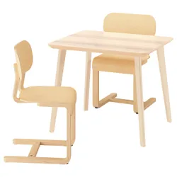 IKEA LISABO / LYCKAN(995.902.59) Стіл та 2 стільці, Jesionowa veneer/okl береза