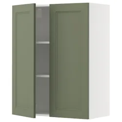 IKEA METOD(595.187.60) настінна шафа з полками/2 двері, Biały/axstad gria -green