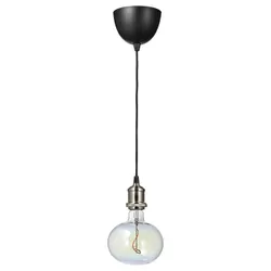 IKEA JÄLLBY / MOLNART(094.913.72) підвісний світильник з лампочкою, нікельований/еліптичний різнокольоровий