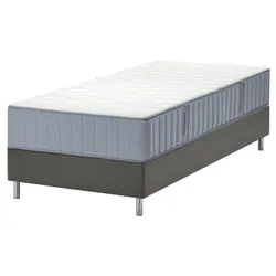 IKEA LYNGÖR(895.537.66) континентальне ліжко, Огстранда твердий/світло-синій темно-сірий