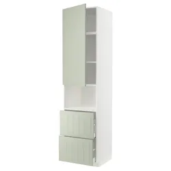 IKEA METOD / MAXIMERA(594.865.61) висока шафа для мікрохвильової печі з дверцятами та 2 ящиками, білий/Stensund світло-зелений