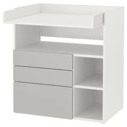 IKEA SMÅSTAD(095.827.63) СТОЛЬНИЙ СТАЛЬ, Білий сірий/з 3 ящиками