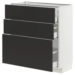 IKEA METOD / MAXIMERA(494.990.50) нижня шафа з 3 ящиками, білий/матовий антрацит Nickebo