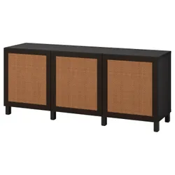 IKEA BESTÅ(694.217.34) поєднання з дверима, чорно-коричневий Studsviken/Stubbarp/темно-коричневий плетений тополь