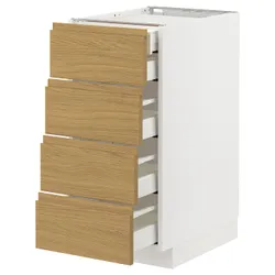 IKEA METOD / MAXIMERA(795.384.65) Шафа з 4 фасадами/2 низькими/3 середніми ящиками, білий/імітація Voxtorpа дуб