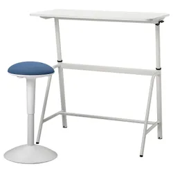 IKEA GLADHÖJDEN / NILSERIK(995.012.01) сидячий/стоячий табурет, білий/темно-синій