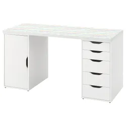 IKEA LAGKAPTEN / ALEX(395.839.40) стіл, Різнокольорова/біла решітка