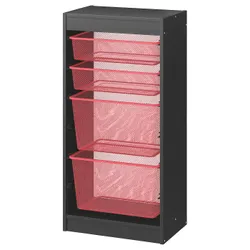 IKEA TROFAST(895.150.86) стелаж з контейнерами, сірий/світло-червоний