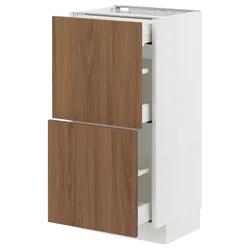 IKEA METOD / MAXIMERA(095.190.26) шафа з підлогою з 2 фасадами/3 ящиками, білий/Тісторп імітація коричневого горіха