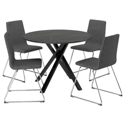 IKEA MARIEDAMM / LILLÅNÄS(195.686.91) Стіл та 4 стільці, Чорне імітація мармуру/полетованого темно -сірого хрому