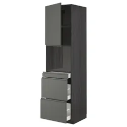 IKEA METOD / MAXIMERA(394.657.10) відділення для мікрокомбінованих дверей / 3 двер, чорний/Voxtorp темно-сірий