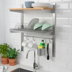 IKEA KUNGSFORS(092.543.23) рейка з полицею / рейка / піддон для крапель, нержавіюча сталь/зола