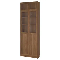 IKEA BILLY / OXBERG(095.819.09) книжкова шафа зі скляними дверима, коричневий горіх/прозоре скло