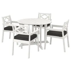 IKEA BONDHOLMEN(495.498.37) стіл + 4 стільці з підлокітниками, на відкритому повітрі, білий/бежевий/Ярпон/Дувхольмен антрацит