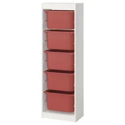 IKEA TROFAST(095.754.80) Полиця з контейнерами, білий/червоний
