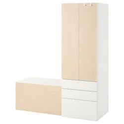 IKEA SMÅSTAD / PLATSA (594.312.34) стійка, біла береза / з лавкою
