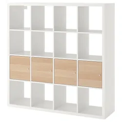IKEA KALLAX(692.276.71) книжкова шафа на 4 вставки, ефект білого/білого мореного дуба