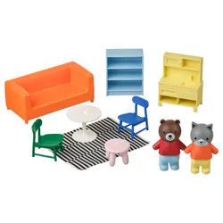 IKEA HUSET(705.974.97) Меблі та статуетки для лялькового будинку, Салон/різнокольорова кухня