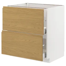 IKEA METOD / MAXIMERA(395.380.85) Шафа з 2 фасадами/2 високими ящиками, білий/імітація Voxtorpа дуб