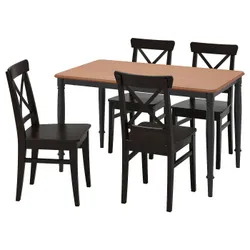 IKEA DANDERYD / INGOLF(493.925.39) стіл і 4 стільці, чорна / коричнева чорна сосна