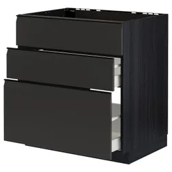 IKEA METOD / MAXIMERA(894.952.72) тумба, раковина + 3 фасади/2 ящики, чорний/Upplöv матовий антрацит