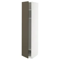 IKEA METOD(295.588.04) висока шафа, полиці/дротяний кошик, білий/Хавсторп коричнево-бежевий