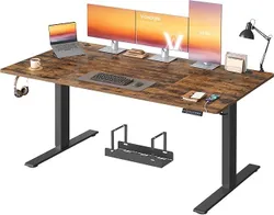 VASAGLE Регульований по висоті стіл, 180 х 80 см, роз'єм USB-C, полиця для подовження живлення, стійка, 3 кнопки пам'яті, для