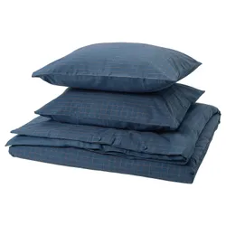 IKEA DOFTAKLEJA(706.005.79) ковдра та 2 подушки, темно -синій/світло -коричневий