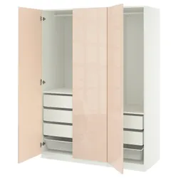 IKEA PAX / FARDAL(496.069.36) Комбінація гардеробу, білий/легкий -orange глос
