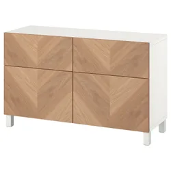 IKEA BESTÅ(994.215.20) поєднання полиці з дверцятами/шухлядами, білий / Hedeviken / Stubbarp okl dęb