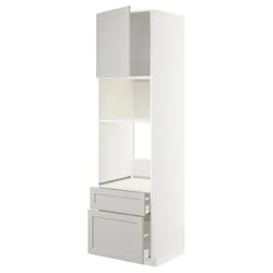 IKEA METOD / MAXIMERA(494.638.19) в сз д пиріг / мікр з дрз / 2 сзу, білий/Lerhyttan світло-сірий