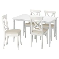 IKEA DANDERYD / INGOLF(095.442.43) стіл та 4 стільці, білий/Hallarp бежевий