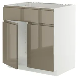 IKEA METOD(895.770.55) Гардероб Сток 2DRZ/FR, білий/Voxtorp Gloss Dark -brown