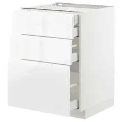 IKEA METOD / MAXIMERA(192.542.85) sz stj 3fr / 2n / wed / w szu, білий / Voxtorp глянцевий / білий