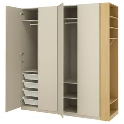 IKEA PAX / FORSAND(296.070.60) Комбінація гардеробу, Сірий -рогай сірий -схожий на/іміц. дуб