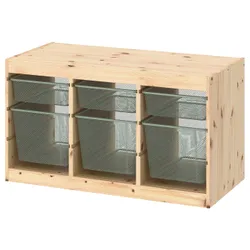 IKEA TROFAST(094.808.54) стелаж з контейнерами, світло-біла сосна/світло-зелений сірий