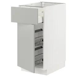 IKEA METOD / MAXIMERA(595.389.42) підлогова шафа/дверний кошик/ящик/двері, білий/Хавсторп світло-сірий