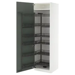 IKEA METOD(195.658.24) висока шафа з висувною коморою, білий/Nickebo матовий сіро-зелений